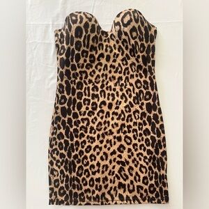 FIT | Leopard Print Chemise Underwire Slip Mini Dress Shapewear S 34B/C Y2K 90s